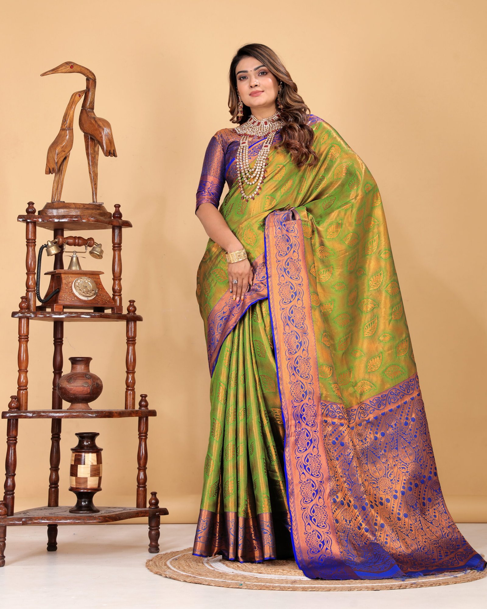 Banarasi-silk-olive-green-one