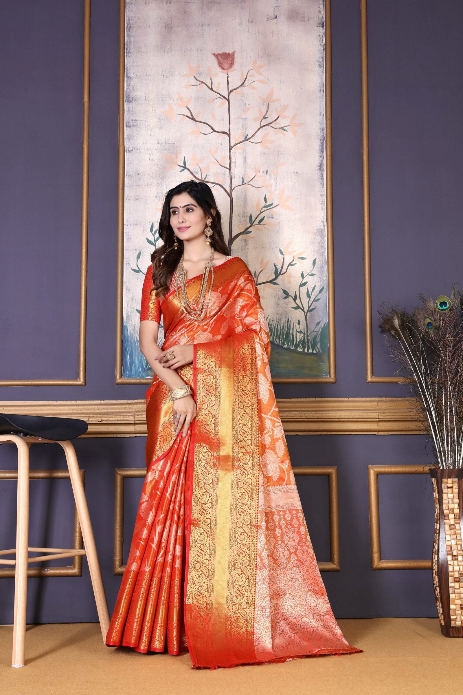Kajivaram-silk-saree-orenge-one