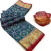 Patola-Silk-Dark-Cyan-Blue