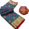 Patola-Silk-Dark-Cyan-Blue